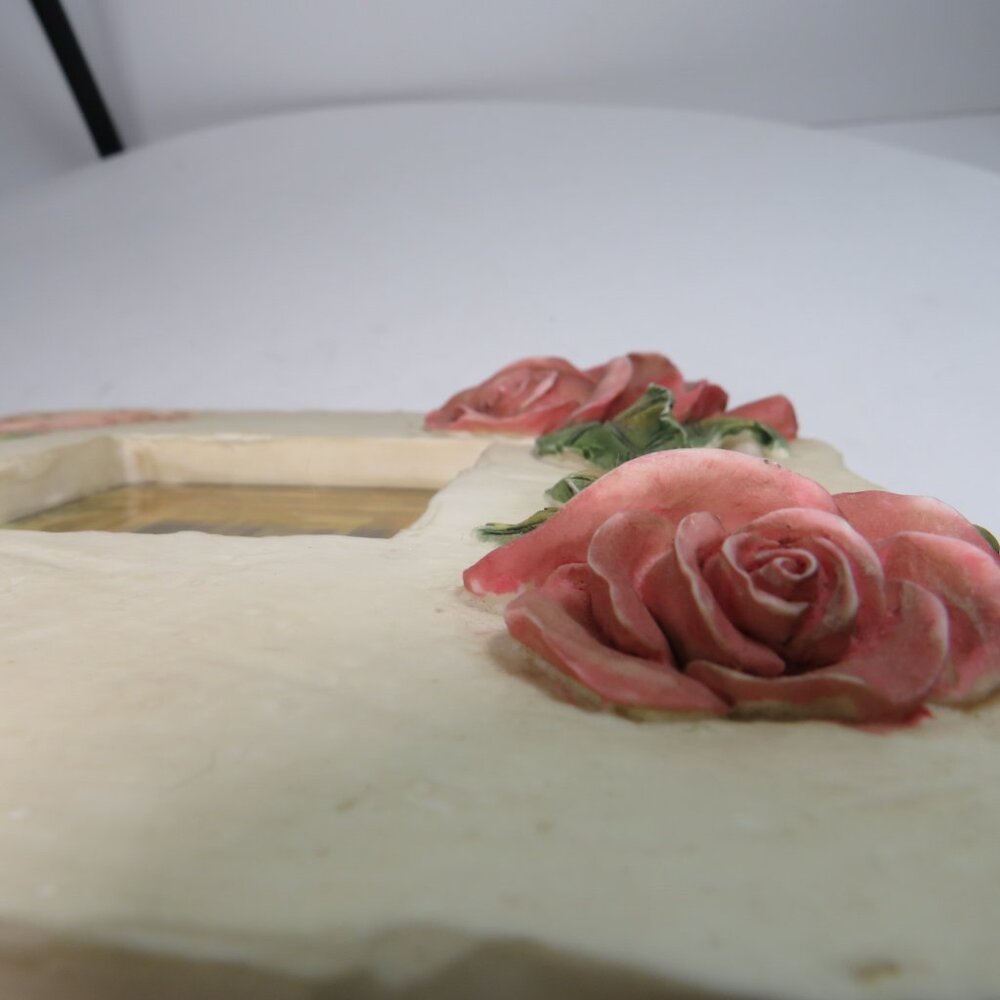 Rose Ceramic Tile Picture Frame Embossed & Engraved Rustic - Picture 13 of 15